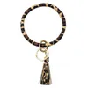 Charm armband leopard tryck pu läder nyckelring armband armband keyring cirkel nyckel ring tofshållare mode smycken droppe dhgarder dhme2