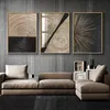 Wall Prints Abstract Retro Black Gold Wood Art Posters Tree Ring Radial Lines Nordic Canvas Picture Home Decor Paintings300Z