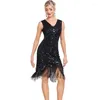 Stage Wear Sequin Beaded Tassel Fashion Banquet Evening Dress Latin Dance Ballroom Standard