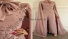 Blush Pink Dubai Abaya Evening Dresses High Neck Kaftan Muslim Prom Jumpsuit Dresses Evening Wear With Beaded Long Sleeve Formal C1541188