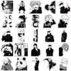 50 szt. Czarno -białe naklejki z anime młodzieżowe do deskorolki gitarowej lodówka lodówka hełm iPad