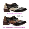 Dress Shoes EAGSITY Mixed Color Women Oxford Pointed Toe Brogue Block Heel Outdoor Leisure Walking Sneaker Diaily