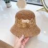 Minimalist Designer Bucket Hat Fashionable Woven Straw Breathable Outdoor Travel Hats Letter Embroidered Beach