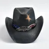 Bérets Vintage paille Cowboy chapeau hommes messieurs Western été plage soleil Cowgirl Jazz Sombrero Hombre