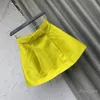 Yellow Skirt for Women Spring and Summer Three-Dimensional Bow Waist A-Line Satin Mini Faldas Female Clothes 240309