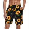 Pantaloncini da uomo dipinti di girasole estate estate girasoli unici design elegante spiaggia da spiaggia sport seccatura rapida tronchi da nuoto