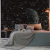 Luna Trippy Arazzo appeso a parete Arazzi di stoffa da parete in bianco e nero Arazzo psichedelico decorativo per camera da letto S M L T200622248e