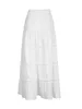 Saias Scriardv Mulheres S Tiered Long Drawstring Cintura Elástica Cor Sólida Ruched Midi Y2K Side Split Streetwear