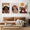 Målningar boho abstrakt figur nordiska affischer och skriver ut svart galleri väggkonst canvas målning solkvinna palmblomma bilder dec300k