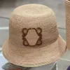 Chapeaux de seau d'été en paille, Bonnets de styliste Raffry pour femmes et hommes, chapeau de plage tissé en herbe, casquette plate Anegtyiu Strawhat