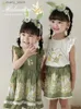 Camisetas meninas vestido pastoral 2023 verão novo dos desenhos animados gola de lótus colete bebê bonito topo l240311