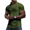 Polos pour hommes Mode Waffle Plaid Stand Collier Polo Hommes Summer Casual Pure Couleur Tops à manches courtes Vêtements pour hommes Trendy Zip-up T-shirts