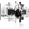 Toile d'art abstraite avec 5 panneaux sans cadre, peinture à l'huile de danseur noir et blanc, décoration de salle, images murales pour salon 276a