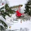 Weihnachtsdekorationen, Acryl-Vogel-Anhänger, funkelnder Baumschmuck, Tannenzapfen-Ornamente, feine Textur, Dekoration, Drop-Lieferung, Hausgarten, Fes Ot8Cq