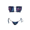 Kvinnors badkläder Micro Bikini Set 2024 Mujer Sexig baddräkt Kvinnor String Biquini Bandeau Strapless Beach Swimming Bathing Suit
