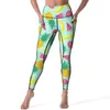 Leggings pour femmes Pantalon de yoga d'ananas jaune Sexy coloré tropical personnalisé taille haute entraînement leggins femmes doux collants de sport élastiques