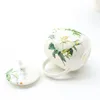 Osso china xícara de café colher conjunto 400ml caneca cerâmica luxo topgrade porcelana chá café festa drinkware 240301