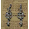 Charm New Sier Plated 4 Colors Rhinestone Crystal Flower Long Earrings Large Dangle For Brides Jewelry Drop Delivery Dhgarden Dhwqn