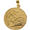 P09COIN PENDANT 1902 EDWARD VII SUVEREIGN LONDYN MINT LUSTER Znakomity złota Jewelrydiameter2m200c