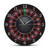 Poker Roulette Wanduhr mit schwarzem Metallrahmen Las Vegas Spielzimmer Wandkunst Dekor Uhr Uhr Casino Geschenk276r