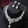 Diamond Bride Necklace Earring Set för bankett och parti överdrivna modeklänningstillbehör