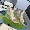 Sandali di lusso da donna zeppe tacco intrecciato sandalo di design con cinturino alla caviglia tacchi alti piattaforma estiva cinturino alla caviglia scarpe eleganti da festa