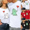 Camisetas femininas soltas treino mulheres dia dos namorados desenhos animados de manga curta homens e sino em forma de top manga longa tops de renda para