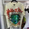 Hellstar Hellstar T 셔츠 티 셔츠 티 남성 여성 디자이너 Tshirt 그래픽 티 의류 옷 힙 스터 세탁 된 직물 거리 낙서 글자 화장 Mens Plus Size