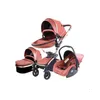 عربات عالية الجودة Baby Stoller 3 في 1 Pram Landscape Fold Pu Leather Carriage Carriage Carric