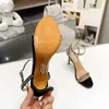 Aquazzura sandali decorazione con strass designer tacchi alti 10 cm scarpe da sposa sexy cinturino alla caviglia suola in vero cuoio sandalo cristallo tacco a spillo scarpe da donna