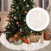 Juldekorationer glad trädkjol festlig vit plysch bronsande fjädermönster för hemfestival dekoration en fantastisk