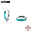 Женские серьги-кольца WOSTU из стерлингового серебра 925 пробы в европейском стиле, простые серьги-кольца «Титаник», Ocean Blue, s925, маленькие пряжки для ушей, ювелирные изделия для девочек, подарок 240301