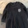 Tvättad och orolig kortärmad t-shirt för män trendig Instagram Summer American Löst passande halvärmad t-shirt övre plagg
