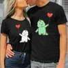 Damen-T-Shirts, lockeres Training, für Damen, Valentinstag, Cartoon, kurzärmelig, für Männer und glockenförmiges Oberteil, langärmelige Spitzenoberteile für