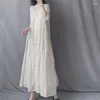 Kobietowa odzież sutowa Autumn Literary Artistic Ramie Ramie Long Wzorka Koszula Lapel Loungewear Summer Nightgown A-line spódnica