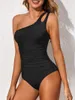 Women's Swimwear 2024 One Shoulder Piece Swimsuit Women Hollow Out Female Monokini Bathers Bathing Swimming Swim Suit Beachwear