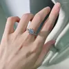 Cluster Rings S925 Silver Ring 1 Diamond Big Wedding Proposal