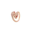 Designer Fashion High Luxury 18k Rose Gold Double Snake Head med Gemstone Upgrade Ring