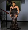 2021 Robes de soirée en dentelle noire Femmes Plus Taille Manches longues Sirène Aso Ebi Robe de bal Appliques Custom Made Afrique du Sud Gown1376967