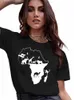 Damen-T-Shirt, Damen-T-Shirt, Cartoon-Afrika-Druck, übergroßes T-Shirt für Damen, kurze Ärmel, Harajuku, Fe-Ropa-Jer-Kleidung, einfaches T-Shirt für Damen 240311