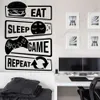 Wandaufkleber „Eat Sleep Game Repeat Pattern“, Vinyl, Heimdekoration, Jungenzimmer, Teenager-Schlafzimmer, Gamer-Gaming-Zimmer, Wandaufkleber, 4617 2103266N