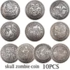 Pièces de monnaie squelette de Zombie, crâne Morgan, différents modèles, copie intéressante, collection d'art, 10 pièces, 224U