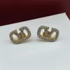 Marca de designer de moda Gold Bated Gold Stud Brand Crystal Rhinestone Brincho para mulheres Brincos coreanos jóias