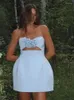 Casual klänningar kvinnlig mode 3d blommor klippt ut mini elegant av axel ärmlös rygglös klänning kvinnor fest klubb vestidos