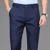 Pantalones para hombres Estiramiento masculino Sólido Negro Pantalones casuales inteligentes Oficina Traje de secado rápido Primavera Otoño Coreano Recto
