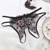 Women's Panties Women Sexy Lingerie Open Crotch For Sex Embroidery Flower Lace Transparent Underwear Mesh Temptation Crotchless Thong