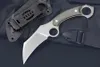 MM7721 Fixed Blade Karambit Knife 14C28N Stone Wash Blade CNC Full Tang Micarta Handle Outdoor Tactical Claw Knives with Kydex