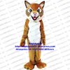 Costumes de mascotte Brown Wildcat Chat sauvage Caracal Lynx Catamount Bobcat Costume de mascotte Personnage Activités à grande échelle Walking Street Zx613