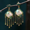 Pendientes colgantes Colgante de jade chino étnico para mujeres Festival tradicional de lujo Joyería de boda Diseño de encanto vintage Regalos de cumpleaños