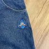 Jeans da uomo Uomo Jnco Poker Ricamo grafico Retro Blu Uomo Y2k Harajuku Punk Pantaloni larghi in denim Goth Pantaloni larghi a vita alta casual